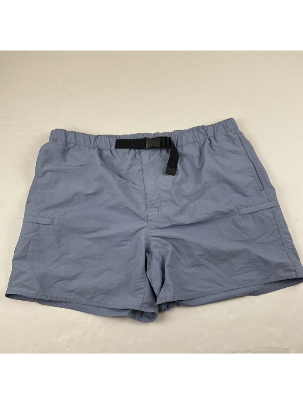 Lands End M Hybrid Cargo Shorts Men’s XL Blue Nylon Belted Mesh Lined Hiking